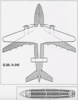 Junkers G-38 kunne ta med 36 passasjerer. Her er det sammenliknet med en av dagens Airbus 310 som kan frakte opptil 280 passasjerer. Foto: Lufthansa.