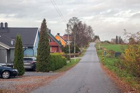 Boligområde langs Gamle Mossevei sør for Korsegården. Foto: Leif-Harald Ruud (2014)