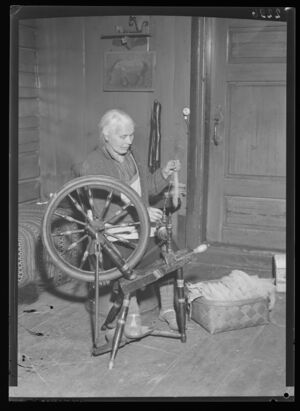 Gammel dame som spinner på rokk - no-nb digifoto 20160223 00382 NB MIT FNR 02296.jpg