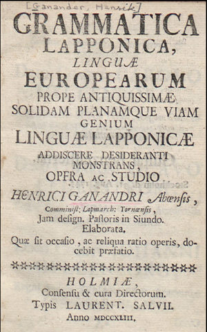 Ganander Grammatica Lapponica (1743).png