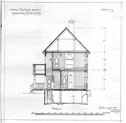 Gaukaas stasjon. Tverrsnitt. Arkitekt Ivar Næss