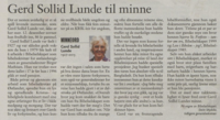 2. Gerd Sollid Lunde til minne nekrolog i Vårt land, fredag 20. desember 2013, s. 19.png