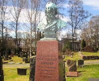 Bergsliens byste av teolog Gisle Johnson (1822-94) på Vår Frelsers gravlund. Foto: Stig Rune Pedersen