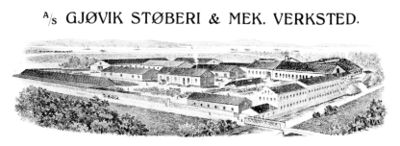 Tegning av Gjøvik støperi fra 1914