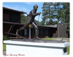 Statuen av Gjermund Eggen ble avduket i Engerdal 5. august 2006. Foto Bjørn Sørvang Hansen.