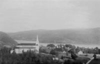 Gjerstad kirke og prestegard på 1890-tallet.
