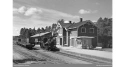 Godstog på Evje stasjon med damplok nr 5. Ukjent/Jernbanemuseet