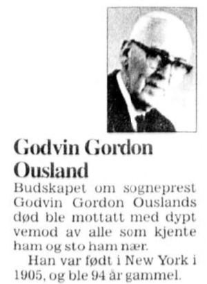 Godvin Gordon Ousland klipp fra nekrolog av Halvor Bergan. Aftenposten, 30.09.1999, s. 17..png