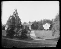 13. Gol stavkirke. På Norsk folkemuseum med Berdalsloftet & Bolstadloftet - NB MS G4 1000.jpg
