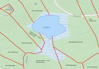 Kart som viser Gørrtjenn og skogseiendommene rundt tjernet.