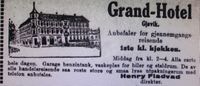 Annonse for Grand Hotel, Aftenposten 28. juli 1923.