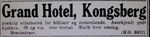 Annonse i Aftenposten 25. juli 1925 for Grand Hotel på Kongsberg.