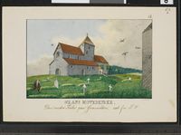 Nikolaikirken tegnet av Peter Andreas Brandt omkring 1830.