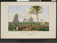 Kirkene slik de så ut omkring 1830, tegnet av Peter Andreas Brandt.