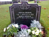 Martin og Karen Granums grav på kirkegarden i Nordlia. Foto: Jorun Vang (2008).