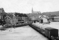 Grimstad stasjon ved åpningen 1907. Ukjent/Arendalsbanens Venner