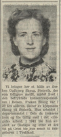63. Gudbjørg Ingrid Skaug 1912–1945 notis om henne i Østlendingen, fredag 24. august 1945, s. 2.png