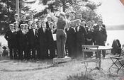 Ole dirigerer Gulbrandsens akademiske kor i 1934. Foto: Ukjent