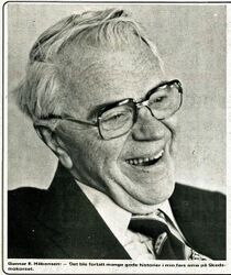 Gunnar E. Håkensen var kjøpmann på Skedsmokorset, født 1908. Tatt i 1978.