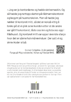 Falstadsenterets postkortserie 2025, der ett av kortene er via motstandskvinnen Aslaug Monsen. Tekstsida. Foto: Falstadsenteret (2025)