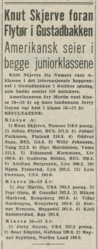 Resultater fra det siste rennet i Gustadbakken 8. mars 1964
