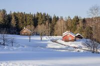 Nord for innkjøringen til Tusenfryd ligger den tidligere husmannsplassen Høyungen under Nøstvet. Foto: Leif-Harald Ruud (2018)