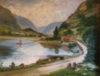 Landskapsmåleri frå Dalen (Tokke) i Telemark, måla av Helene Gundersen (1858-1934).