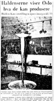 Faksimile fra Aftenposten 1. oktober 1953; utsnitt av omtale av «Halden Kan» dagen før åpningen.