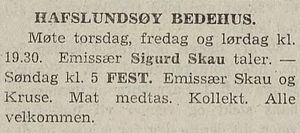 Hafslundsøy bedehus (Faksimile annonse møteuke, Sarpsborg Arbeiderblad 1945-11-21, s 4).jpg