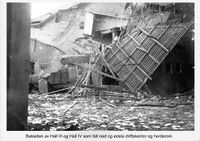 Hall III og IV fikk store skader. Baksiden.