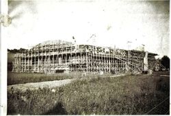 Jagerbataljonens hangar i en tidlig fase av byggeprosessen i 1939.