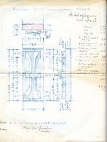 Arbeidstegning til byggingen av Oslo Rådhus, konsoll under rytterstatue på vestveggen. 1948