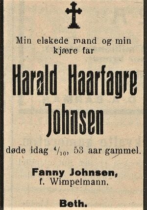 Harald Haarfagre Johnsen dødsannonse 1925.jpg