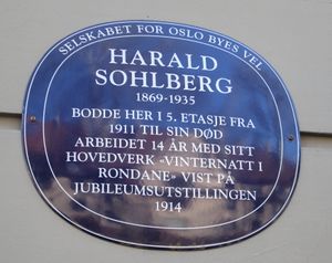 Harald Sohlberg blå plakett General Birchs gate 32 Oslo.jpg