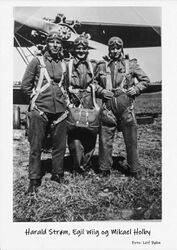 Flygerne Harald Strøm, Egil Wiig og Mikael Holby.