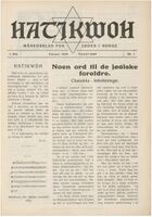 Forsida av månadsbladet Hatikwoh, januar 1929.