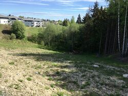 Bråtes gamle havnehage sett fra Bråteveien 2017. I bunnen av dalen renner Steinbekken videre etter å ha passert Bråteveien i rør.