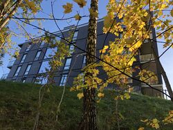 den nye bebyggelsen i Havnehagen rager høyt over Steinbekken.