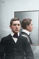 Forbryterportrett, 1897 fra Kristiania politikammer. Foto: Digitalt fargelagt (originalbilde hos Digitalarkivet)
