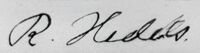 Ragnvald Hedels' signatur fra 1918
