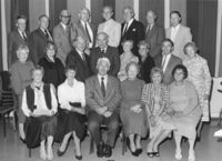 Heggedal skole 50-årsjubileum i 1984. Sammenlikne med bildet fra 1934. Klikk på bildet for å se navn.