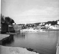 Vinterbilde av fossen omkring 1950.