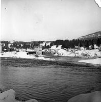 Vinterbilde av fossen omkring 1950.