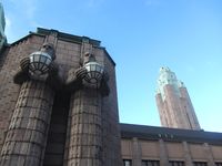 Motiv fra Finlands hovedstad: Helsinki sentralstasjon, åpnet i 1919, et landemerke i byen. Foto: Stig Rune Pedersen (2012)