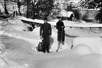 Dette er einaste bildet av Hengebrua i Høydalen. Truleg er bildet frå ein gong i krigsåra 1940-45.
