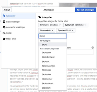 Eksempel på kategorisering i visuell redigering.