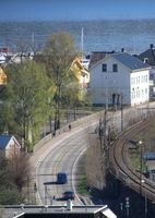 Fylkesvei 900 gjennom Holmestrand sentrum i 2014. Foto: Stig Rune Pedersen