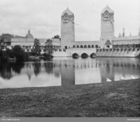 Hovedrestauranten ved Jubileumsutstillingen på Frogner 1914. Foto: Oslo Museum (1914).