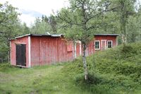 Arbeidsbrakka fra bygginga av dammen i 2009