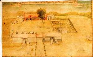 Huseby gård, prestegård 1780.PNG